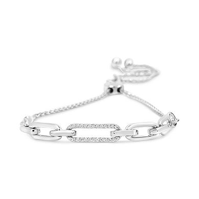 Haus of Brilliance Sterling Silver 1/10 Carat T.W. Diamond Link Adjustable Bracelet