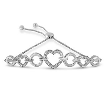 Haus of Brilliance Sterling Silver Diamond Accent Heart Adjustable Tennis Bracelet