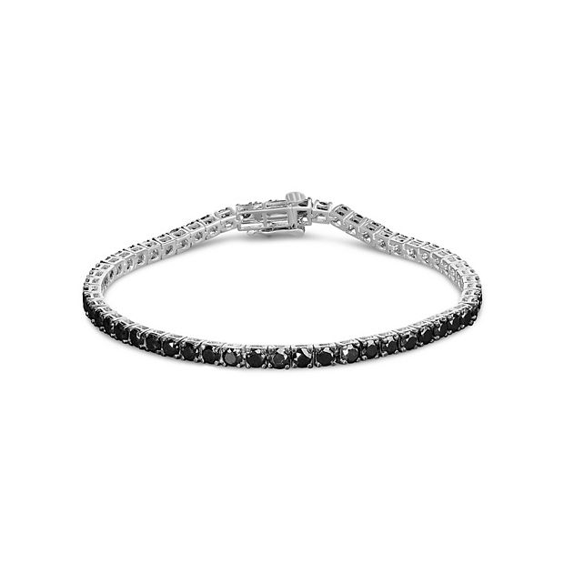 Haus of Brilliance Sterling Silver 6 Carat T.W. Black Diamond Classic Tennis  Bracelet