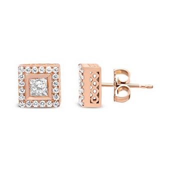 Haus of Brilliance 14k Rose Gold Over Silver 1/2 Carat T.W. Diamond Stud Earrings