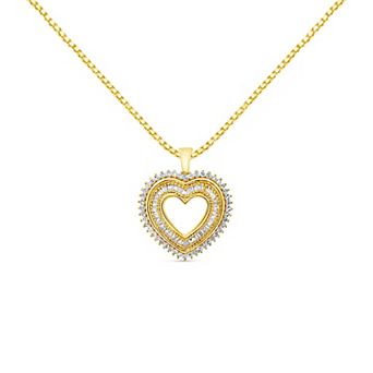 Haus of Brilliance 14k Gold Over Silver 1 Carat T.W. Diamond Heart Pendant Necklace