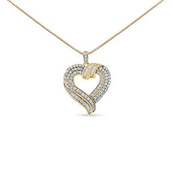 Haus of Brilliance 14k Gold Over Silver 1 Carat T.W. Diamond Heart Pendant Necklace