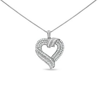 Haus of Brilliance 14k Gold Over Silver 1 Carat T.W. Diamond Heart Pendant Necklace