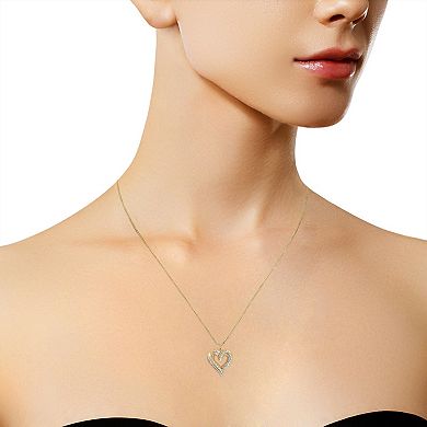 Haus of Brilliance 14k Gold Over Silver 3/4 Carat T.W. Diamond Heart Pendant Necklace