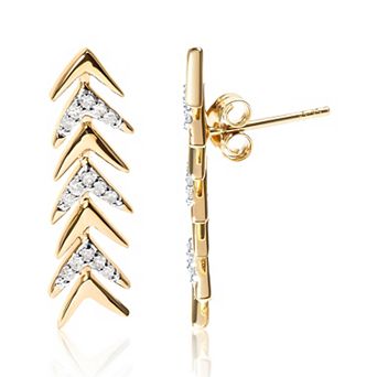 Haus of Brilliance 18k Gold Over Silver Two Toned 1/5 Carat T.W. Diamond Earrings