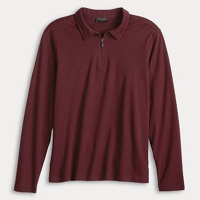Men's Magaschoni Long Sleeve Quarter Zip Pima Cotton Polo