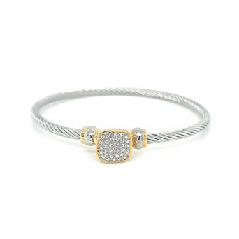 Juvell Two Tone 18k Gold Plated Cubic Zirconia Bangle Bracelet