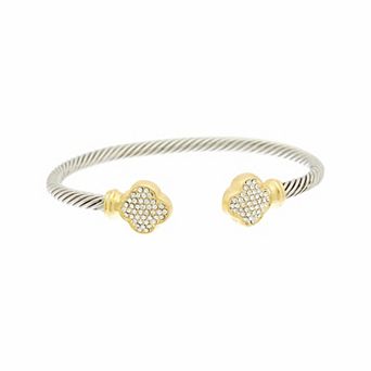 Juvell Two Tone 18k Gold Plated Cubic Zirconia Cuff Bracelet