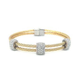Juvell Two Tone 18k Gold Plated Cubic Zirconia Bangle Bracelet