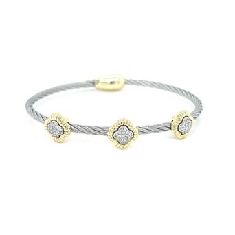 Juvell Two Tone 18k Gold Plated Cubic Zirconia Bangle Bracelet