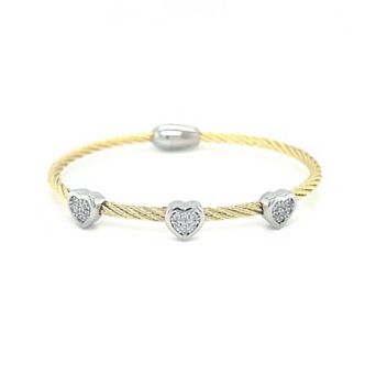 Juvell Two Tone 18k Gold Plated Cubic Zirconia Bangle Bracelet