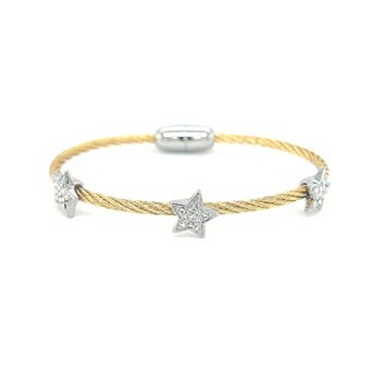 Juvell Two Tone 18k Gold Plated Cubic Zirconia Star Bangle Bracelet