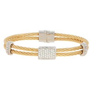 Juvell Two Tone 18k Gold Plated Cubic Zirconia Bangle Bracelet