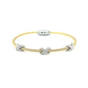 Juvell Two Tone 18k Gold Plated Cubic Zirconia Bangle Bracelet