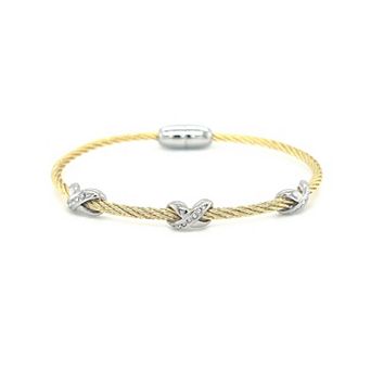 Juvell Two Tone 18k Gold Plated Cubic Zirconia Bangle Bracelet