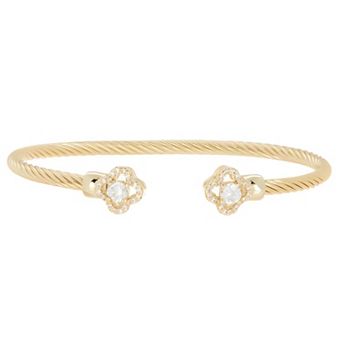 Juvell 18k Gold Plated Cubic Zirconia Cuff Bracelet