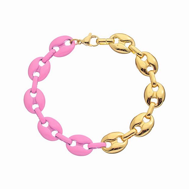Juvell 18k Gold Plated Pink Accent Bracelet display picture 3