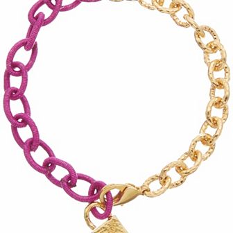 Juvell 18k Gold Plated Pink Accent Lock Charm Bracelet