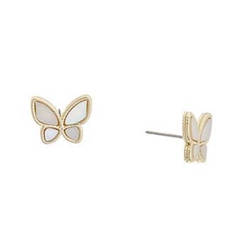 Juvell 18k Gold Plated Mother-of-Pearl Butterfly Stud Earrings