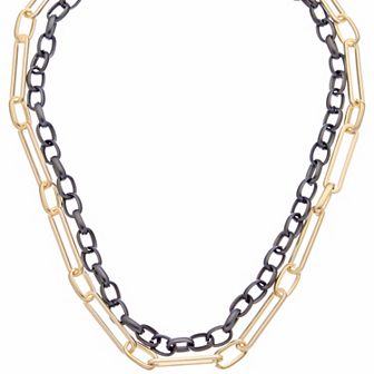 Juvell Two Tone 18k Gold Plated Multi-Strand Chain Necklace