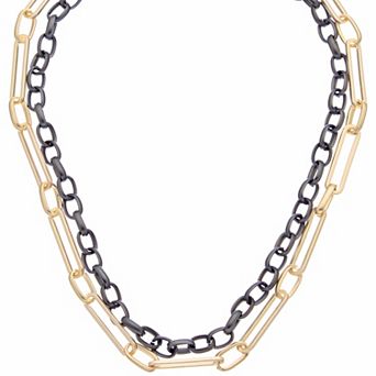 Juvell Two Tone 18k Gold Plated Multi-Strand Chain Necklace
