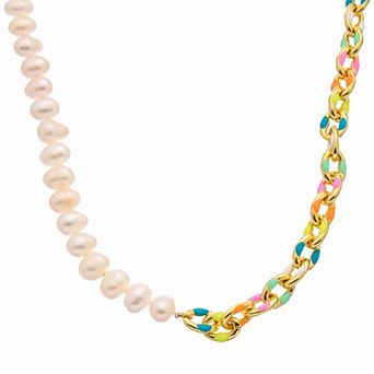 Juvell 18k Gold Plated Cultured Freshwater Pearl Multicolor Necklace