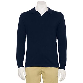 Men's For The Republic Long Sleeve Johnny Collar Polo