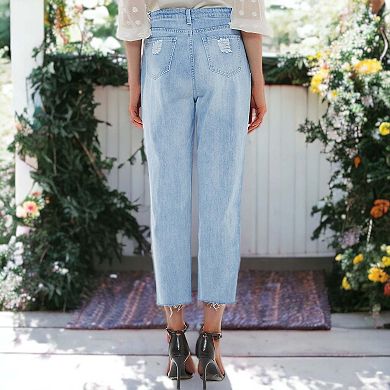 Women's Baggy Distressed Boyfriend Denim Jeans