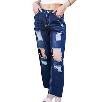 Women's Baggy Distressed Boyfriend Denim Jeans