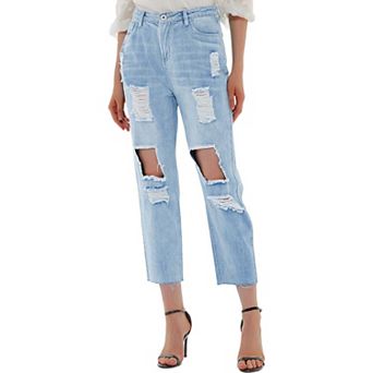 Women's Baggy Distressed Boyfriend Denim Jeans