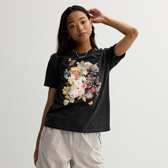Juniors' Floral Bunch Graphic Tee