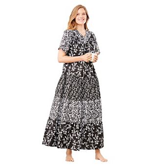 Only Necessities Women's Plus Size Long Tiered Print Lounger