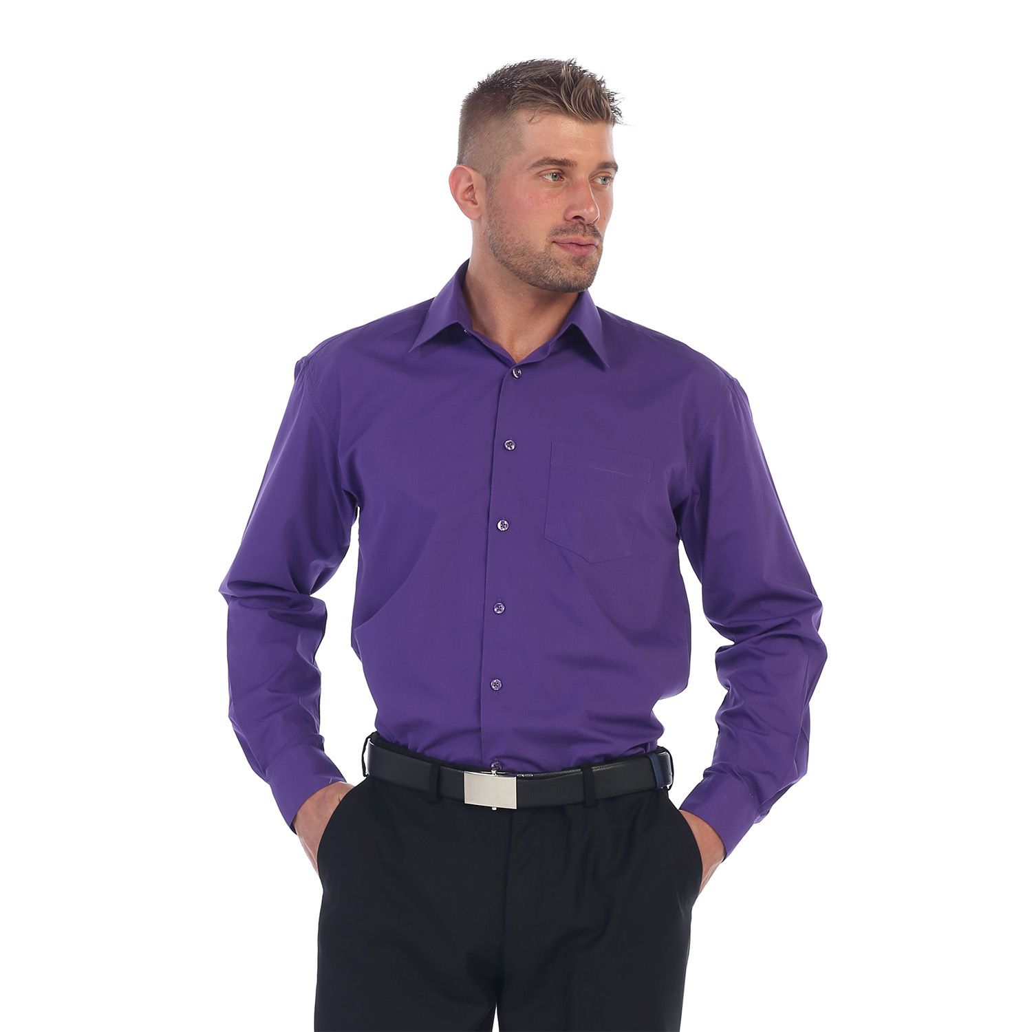 Dark Purple Plum Color Dress Shirts Van Heusen Everyday Defense Stain  Shield Fitted Mens Modern Fit
