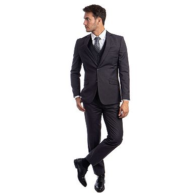 Men's 3pc Solid Suit Set, Notch Lapel