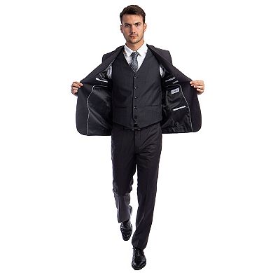 Men's 3pc Solid Suit Set, Notch Lapel