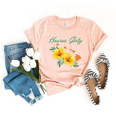 Hawaii Girly Flower Short Sleeve Graphic Tee