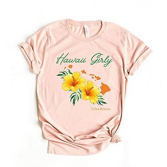 Hawaii Girly Flower Short Sleeve Graphic Tee