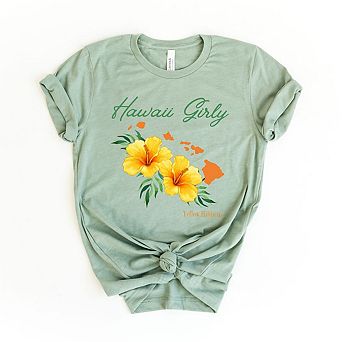 Hawaii Girly Flower Short Sleeve Graphic Tee