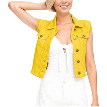 Women's Distressed Denim Crop Vest