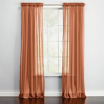 BrylaneHome BH Studio Sheer Voile Rod-Pocket Panels -Set Of 2