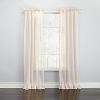 BrylaneHome BH Studio Sheer Voile Rod-Pocket Panels -Set Of 2