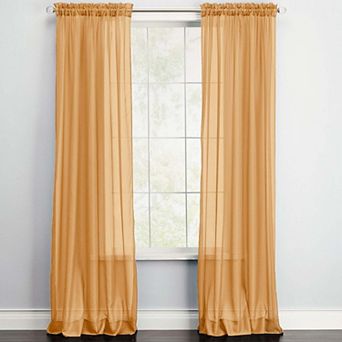 BrylaneHome BH Studio Sheer Voile Rod-Pocket Panels -Set Of 2