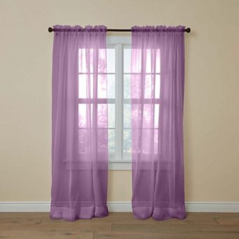 BrylaneHome BH Studio Sheer Voile Rod-Pocket Panels -Set Of 2
