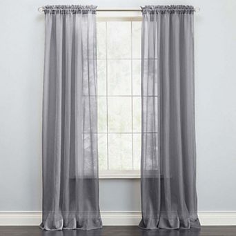 BrylaneHome BH Studio Sheer Voile Rod-Pocket Panels -Set Of 2