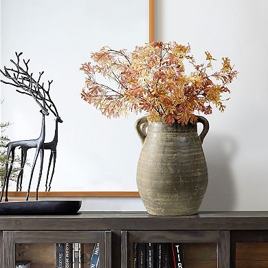 LuxenHome Rustic Farmhouse Brown Jug 12.5-inch Tall Terracotta Vase