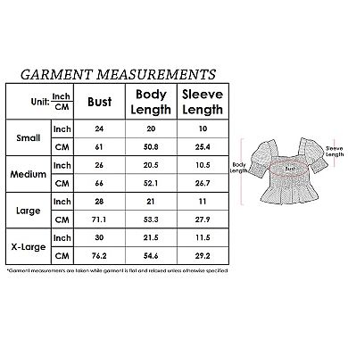 Women's Ruffle Sleeve Smocked Square Neck Puffy Print Top