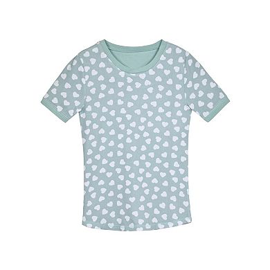 Sleep On It Girls 2-Piece Jersey Snug-Fit Pajama Top and Pajama Pants Set w Scrunchie - Little Kids