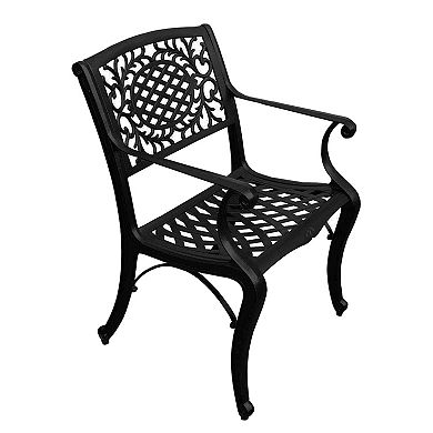 Modern Outdoor Mesh Lattice Aluminum 95-in Large Black Oval Patio Dining Set With Eight Arm Chairs