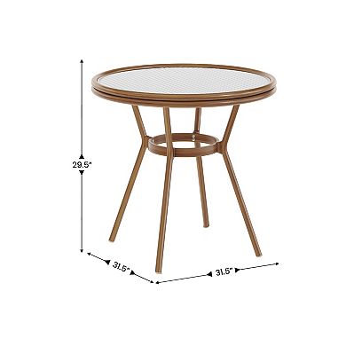 Merrick Lane Bistro Table With Pe Rattan Pattern And Metal Frame
