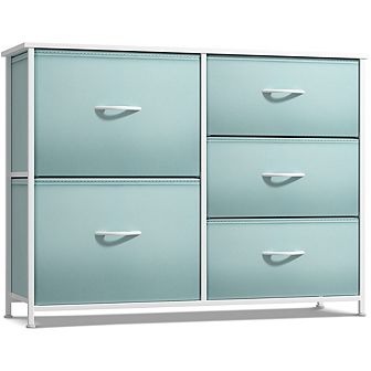 Sorbus Dresser With 5 Drawers - Storage Chest With Steel Frame, Wood Top, Handles, Fabric Bins